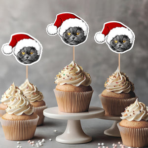 Custom Photo Cute Cat Cupcake Topper Christmas Gift For Cat Lovers TH10 894751
