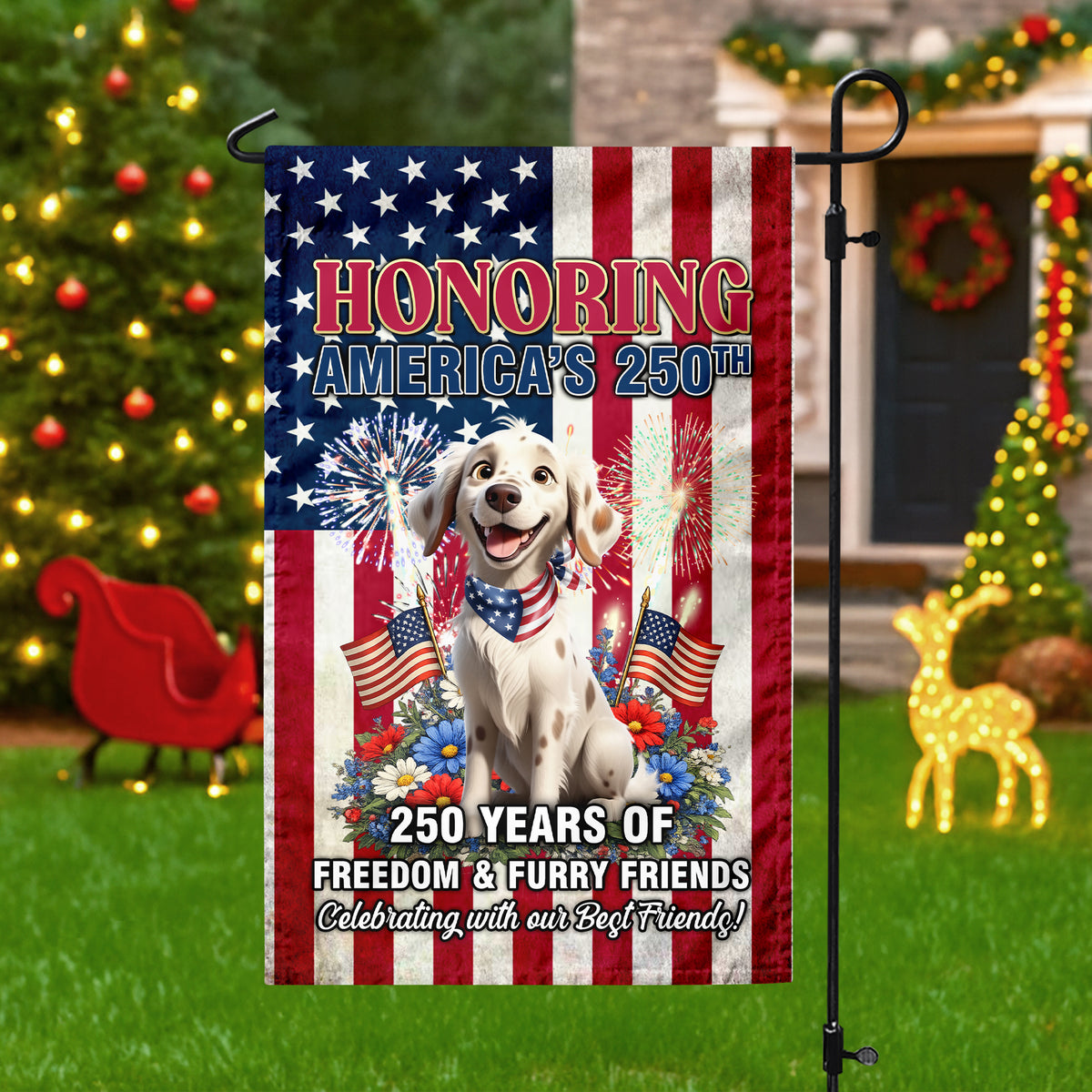Personalized 250 Years Of Freedom & Furry Friends Garden Flag, Gift For Dog Lovers TH10 898831