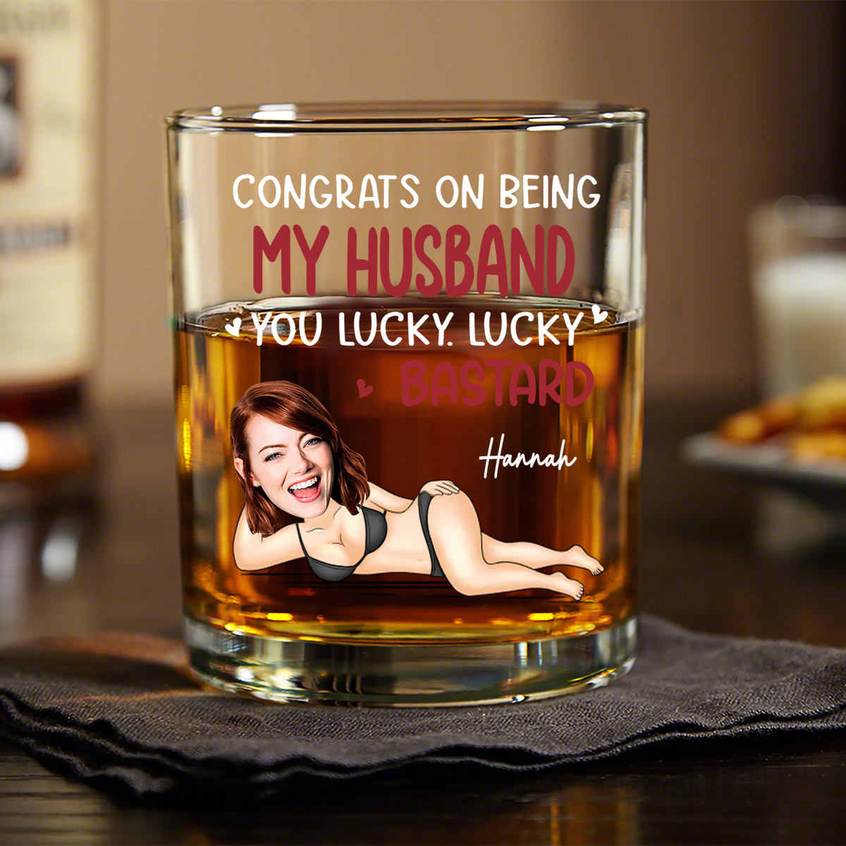 Custom Photo Anniversary Wedding Personalized Whiskey Glass Gifts For Husband And Wife, Him And Her LM32 897633