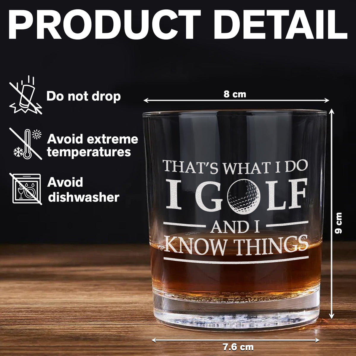 Personalized That's What I Do, I Golf And I Know Things Engraved Whiskey Glass Gift For Husband, Boyfriend, Golf Lovers HO82 900852