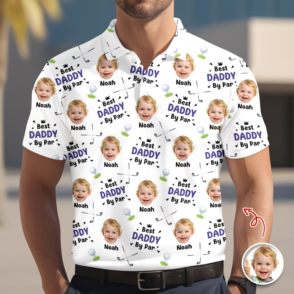 Personalized Best Dad By Par Stick Figures Kid Polo Shirt Gift For Golfer, Golf Lovers HO82 900818