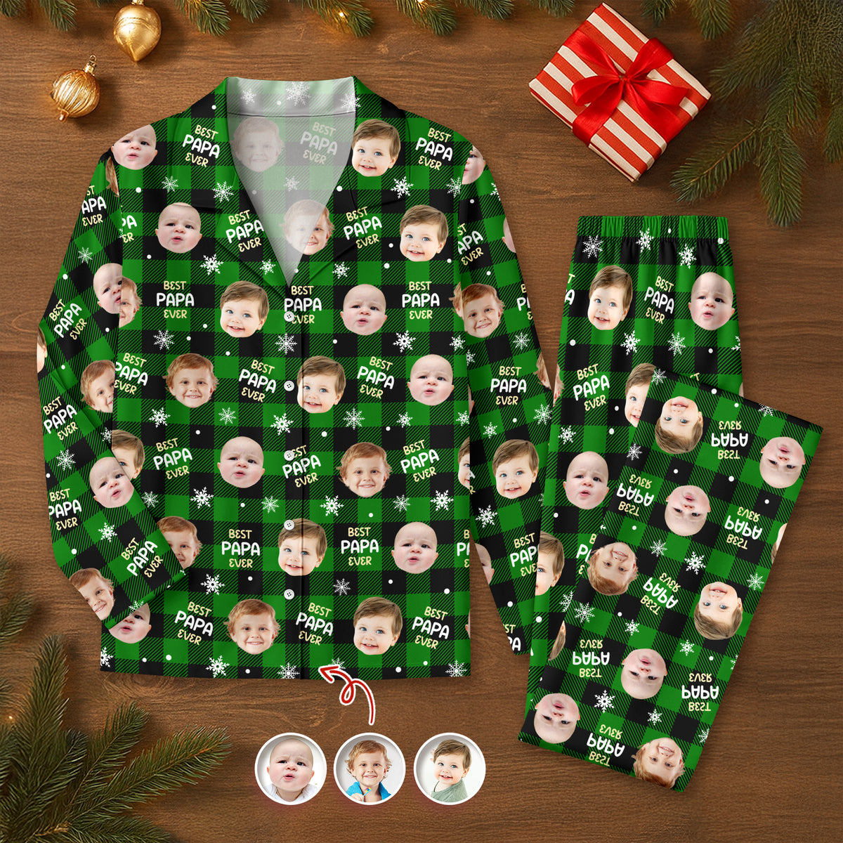 Custom Face Photo Best Dad Mom Ever Christmas Pajamas CH07 180892