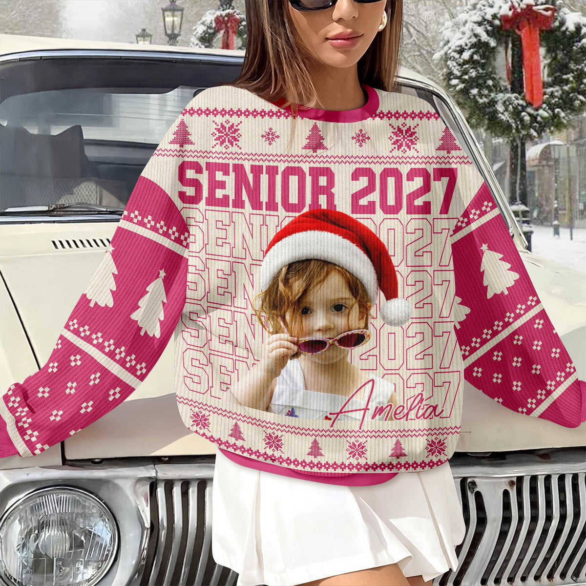Custom Photo Senior 2027 Graduation Ugly Christmas Sweater LM32 669911