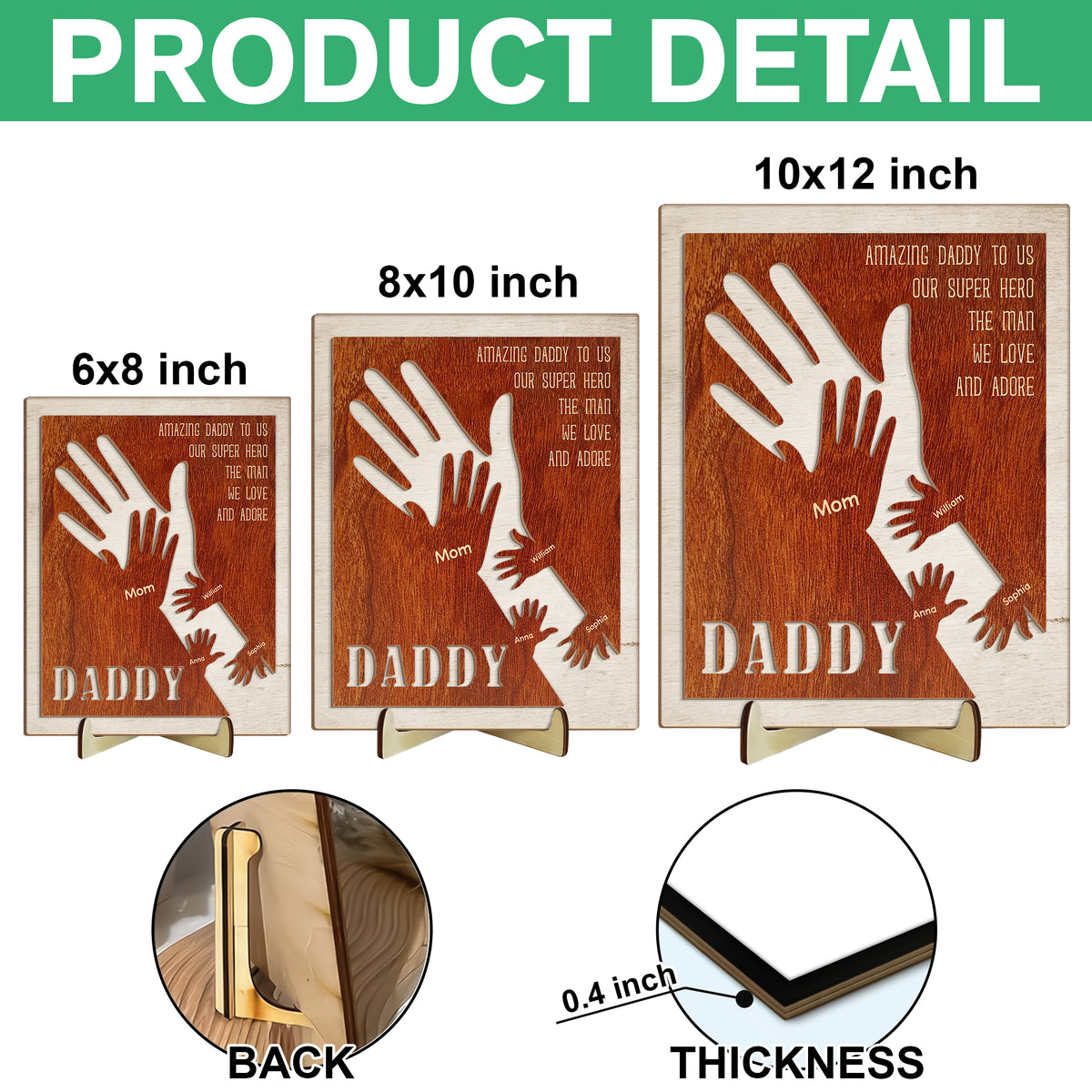 Amazing Daddy To Us Father's Day Gift 2-Layer Wooden Plaque With Stand TH10 892993