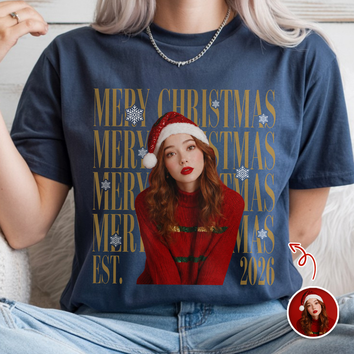 Custom Photo Merry Christmas EST. 2026 Retro Comfort Shirt HO82 903336