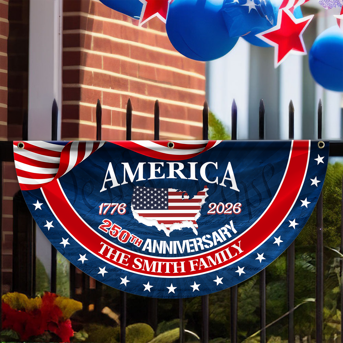 Personalized Family Name America 250th Anniversary Fan Flag HA75 920368