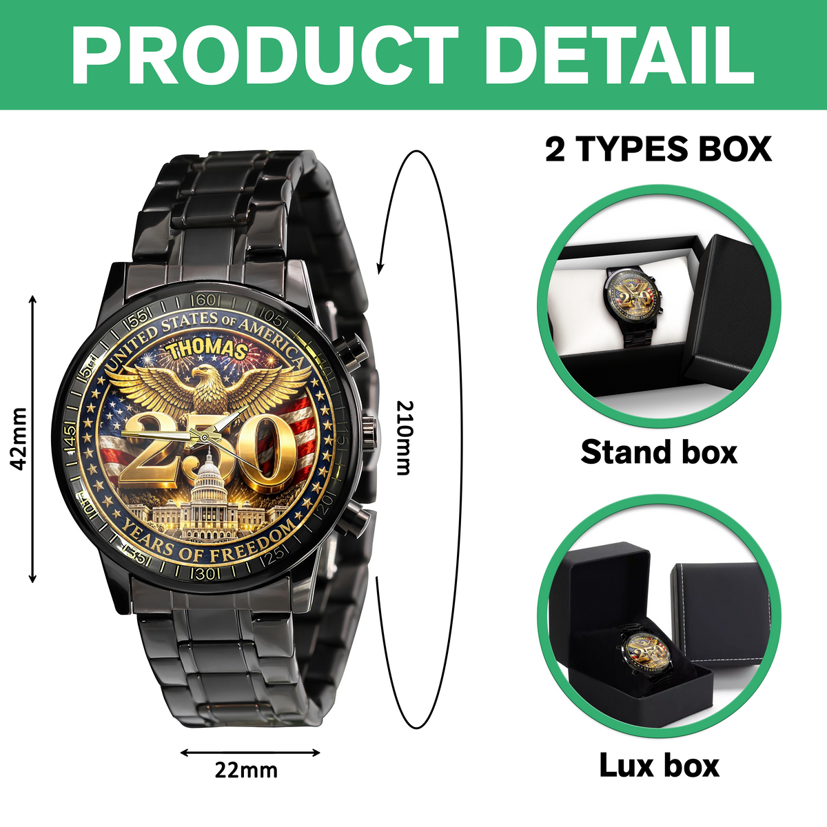 Custom Name United States Of America 1776-2026 Patriotic Eagle Wrist Watch CH07 911168