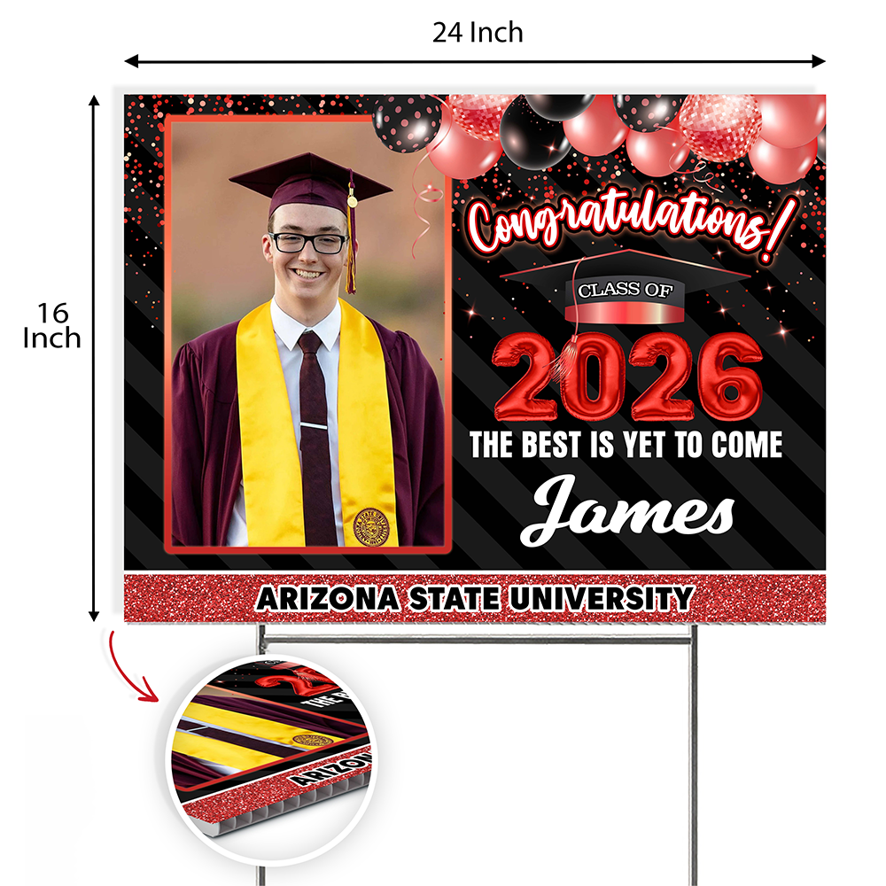 Custom Photo Congrats Class Of 2026 We're So Proud Of You Graduation Balloons Yard Sign CH07 910724