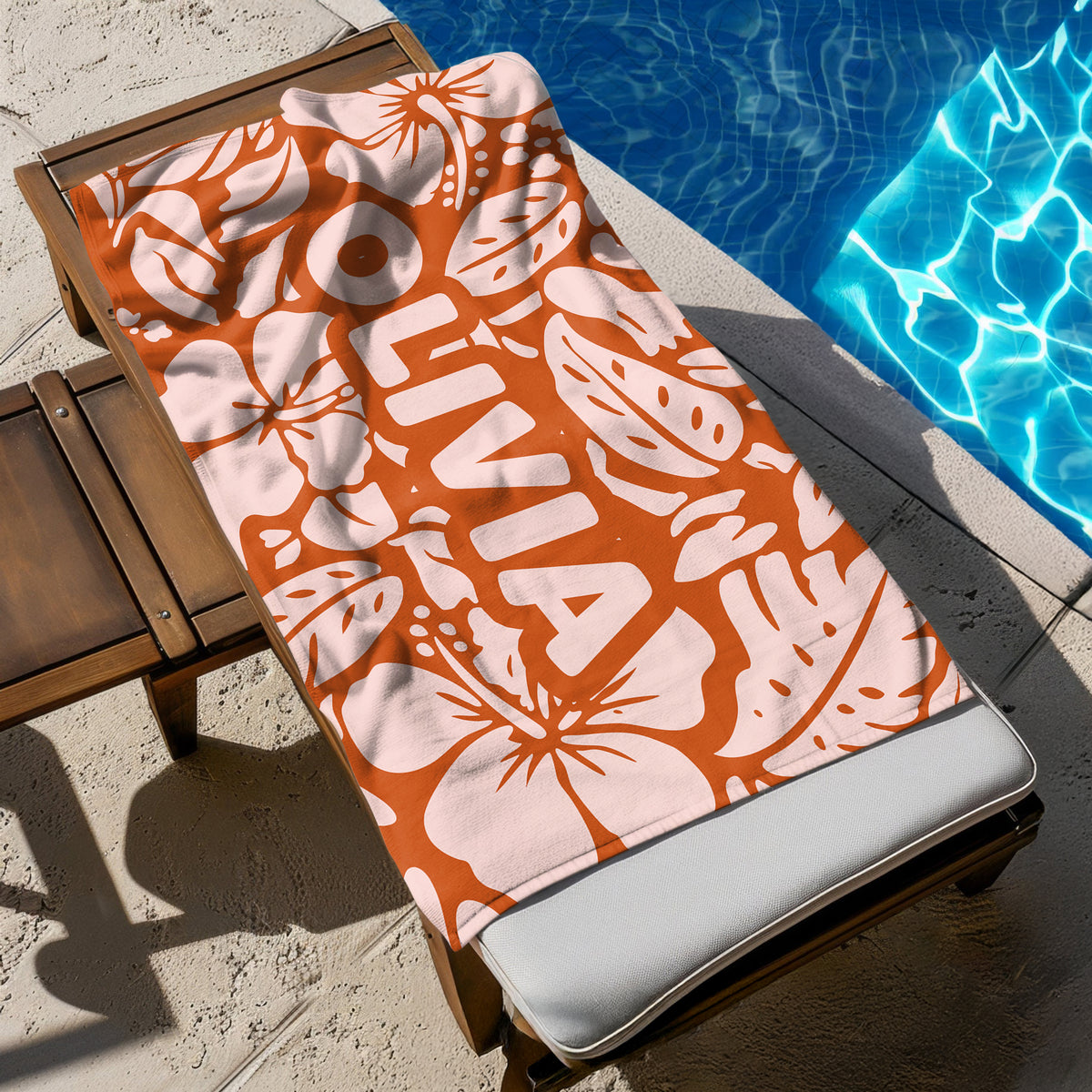 Custom Name Tropical Hawaiian Floral Beach Towel – Summer Vacation Beach Gift LM32 899665