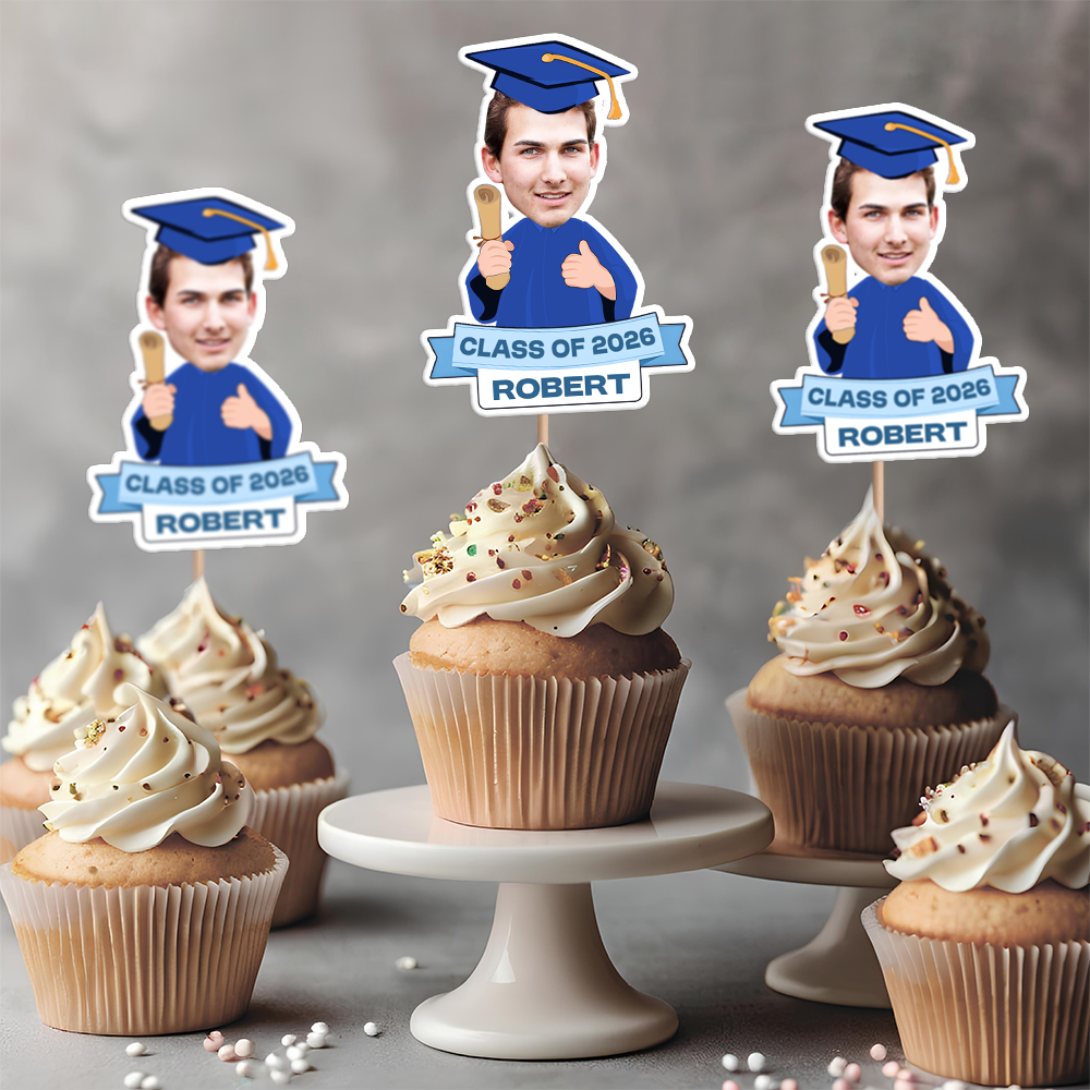 Custom Funny Face Class Of 2026 Graduation Decoration Cupcake Toppers HA75 920070