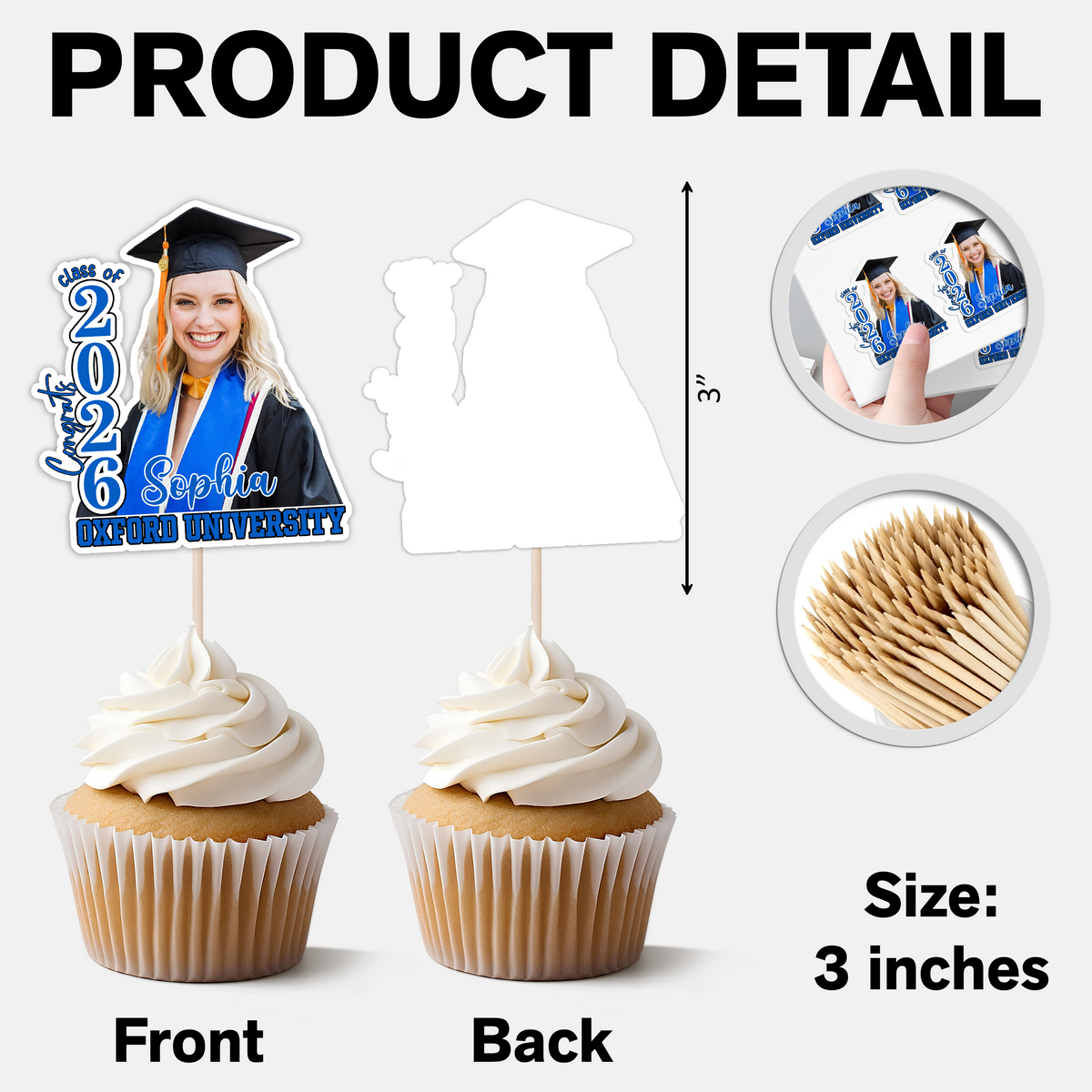 Custom Photo Class Of 2026 Graduation Decoration Cupcake Toppers HA75 920046