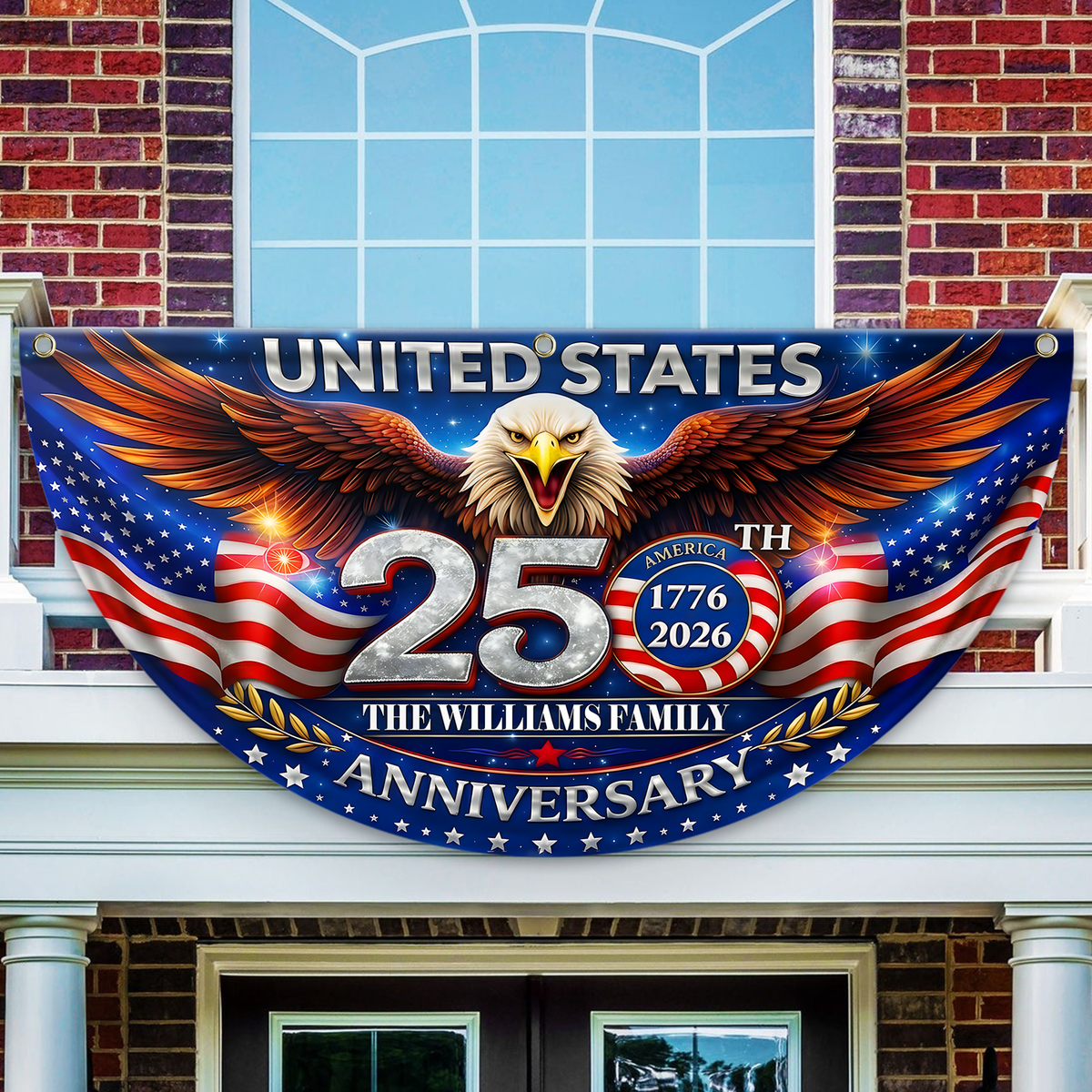 Personalized USA 250th Anniversary Patriotic Independence Non-Pleated Fan Flag CH07 911100