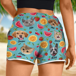 Custom Cute Pet Face Watercolor Tropical Summery Women's Beach Short CH07 896038