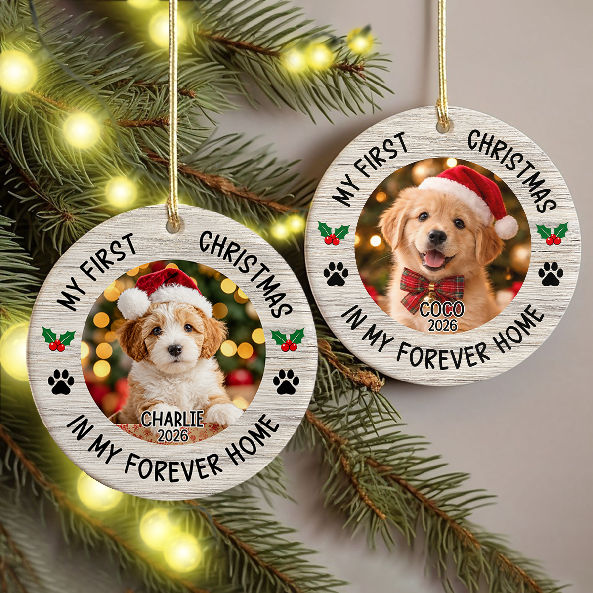 Personalized Pet Photo My First Christmas in My Forever Home Ceramic Ornament HO82 903974