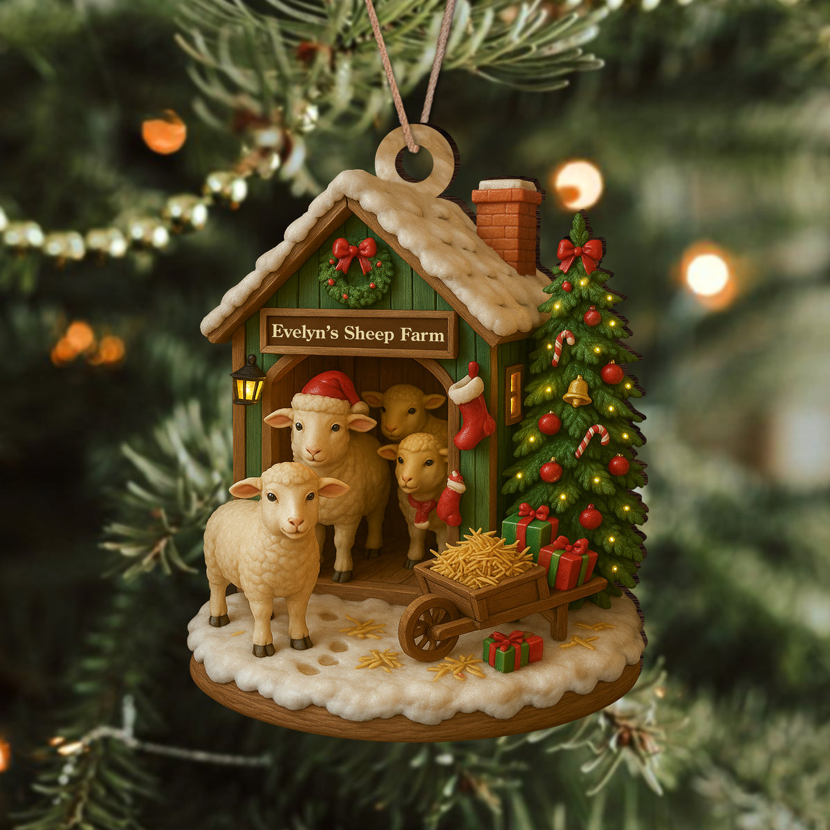 Custom Name Sheep Farm Wood Ornament – Christmas Gifts for Women & Men LM32 895617