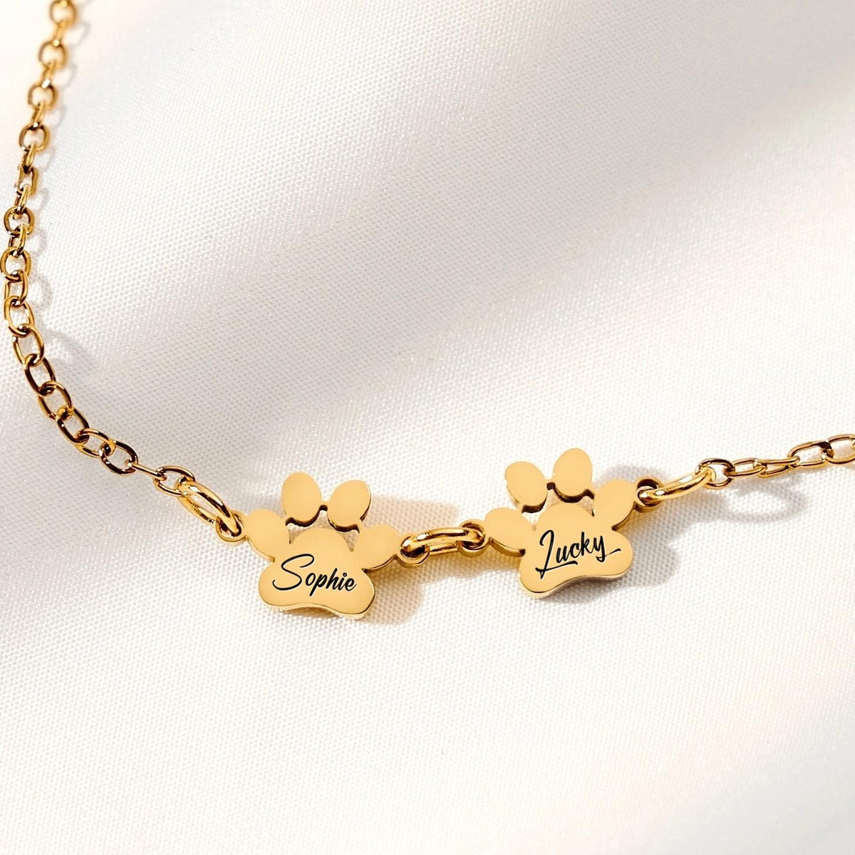 Personalized Pet Name Paw Print Bracelet, Minimalist Dog Cat Paw Jewelry LM32 669429