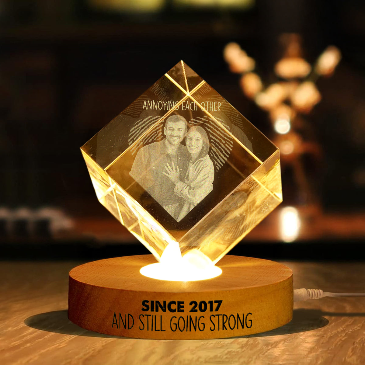 Custom Photo Annoying Each Other Since Couple Engraved Crystal Photo With Light LM32 897609