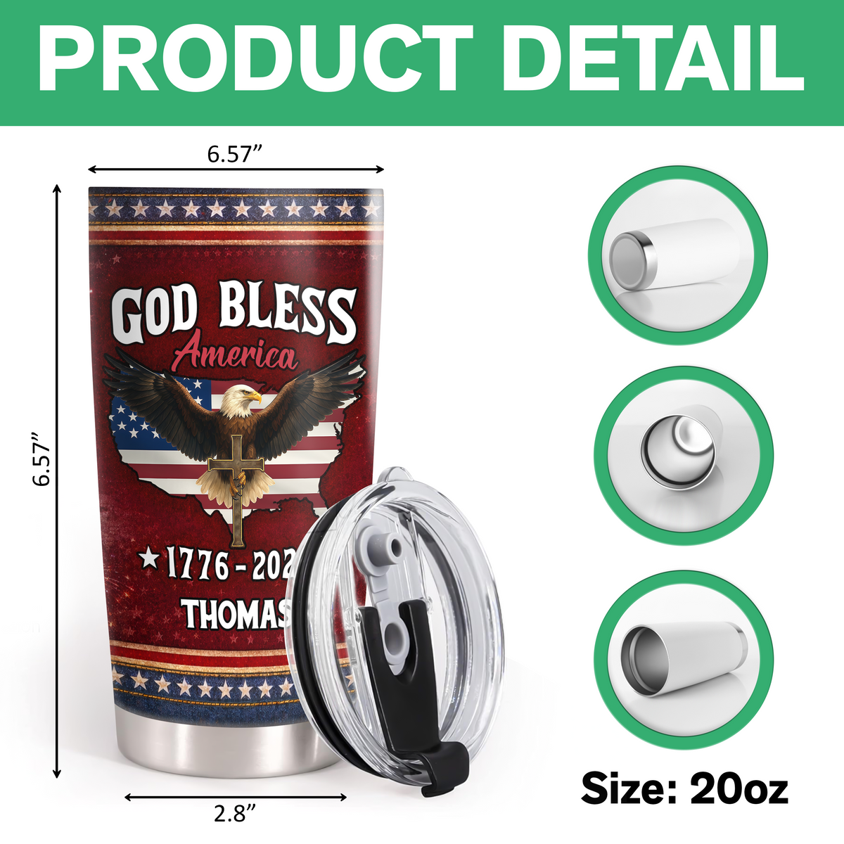 Custom Name America 250 Years of Freedom 1776–2026 Anniversary Fat Tumbler CH07 910586