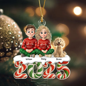 You & Me And The Dog Our Kind Of Merry Acrylic Ornament Personalized Gift For Christmas HO82 900118