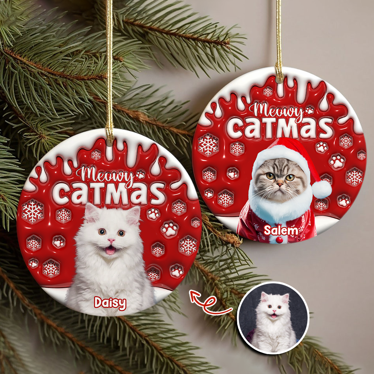 Custom Dog Cat Photo Christmas - Personalized Ceramic Ornament TH10 894383