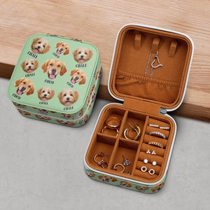 Custom Photo And Name Cute Dogs Flannel Design Jewelry Travel Box HA75 891823