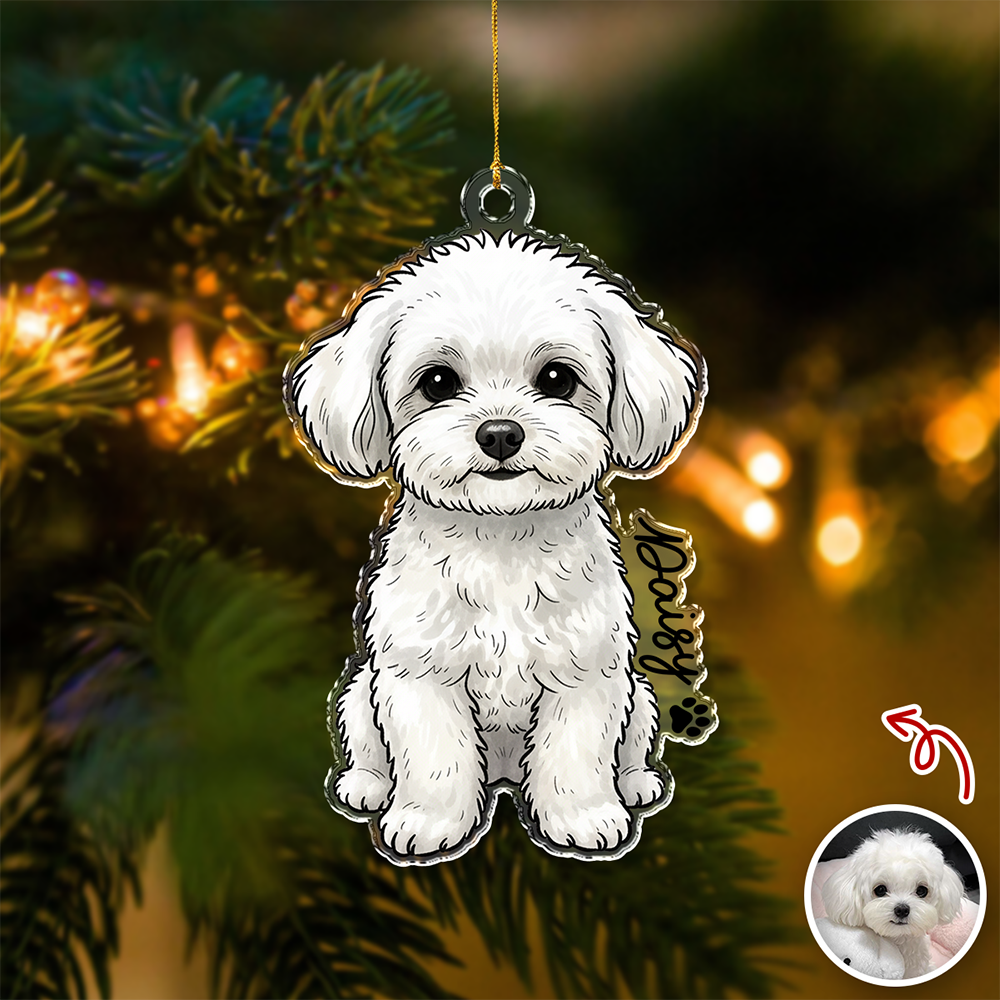 Custom Cute Dog Photo Portrait Christmas Decoration Acrylic Ornament LM32 895713