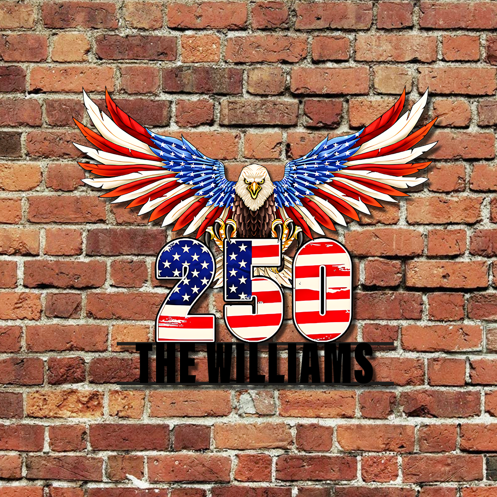 Custom Family Name 250th Anniversary Patriotic Eagle Monogram Metal Sign HA75 920514