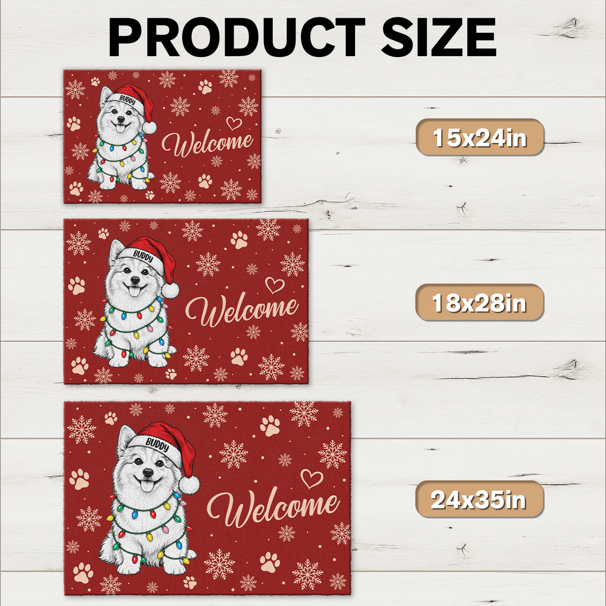 Custom Dog Photo Christmas Light Welcome Doormat CH07 180602