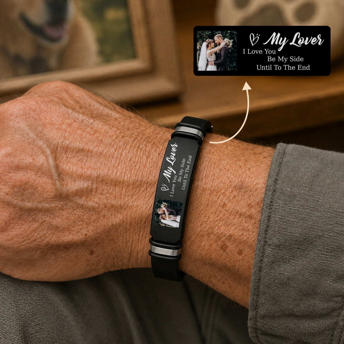 Custom Couple Photo Wristband Bracelet Couple Gift, Anniversary Gift, Meaningful Gift LM32 669637