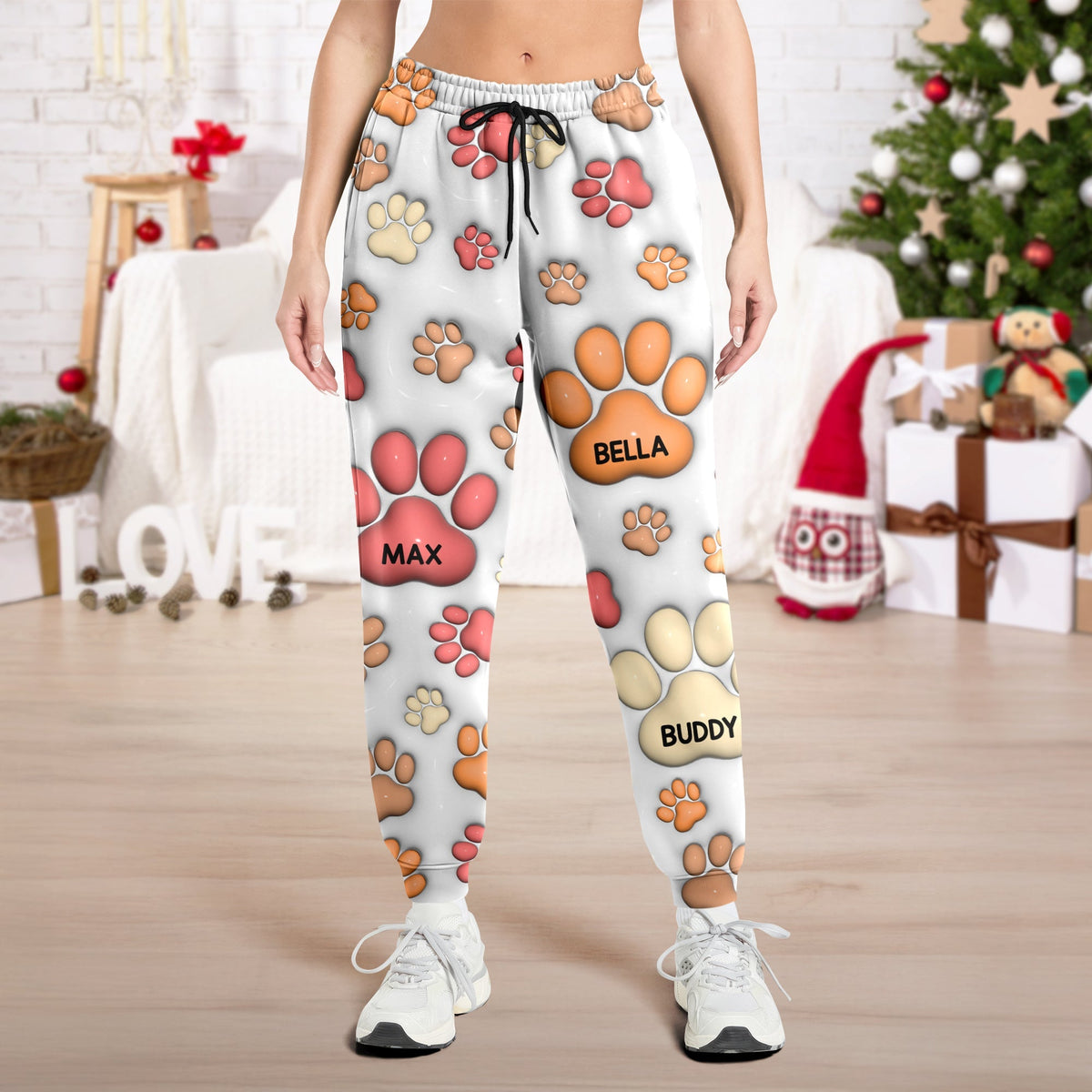 Custom Name On Dog Paw 3D Effect Sweatpants For Christmas TH10 896409