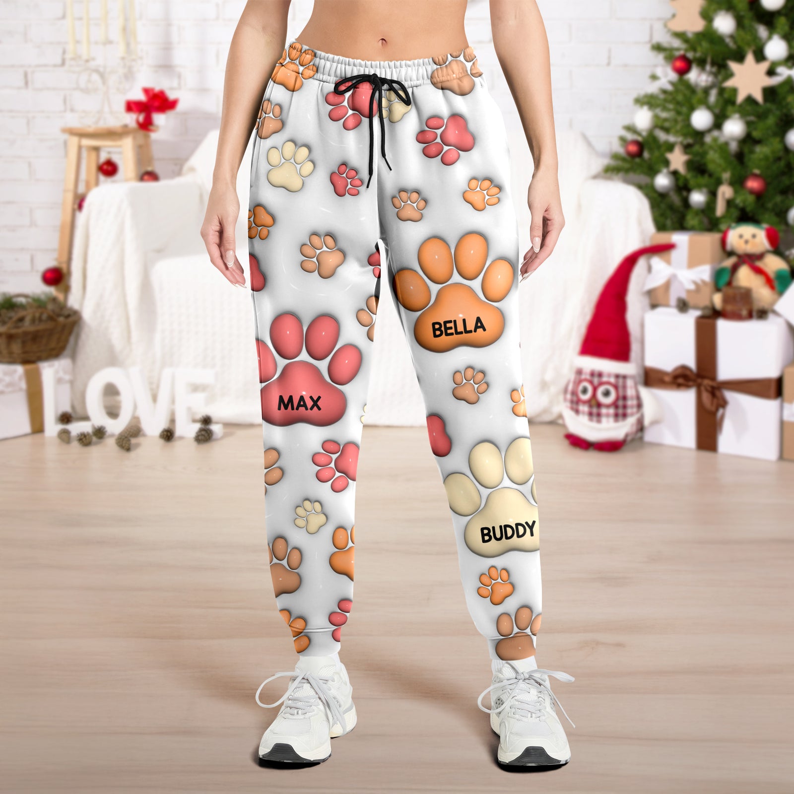 Custom Name On Dog Paw 3D Effect Sweatpants For Christmas TH10 896409