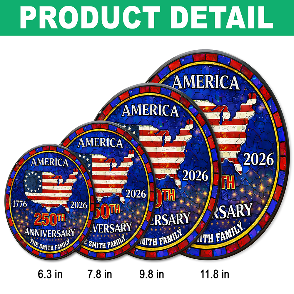 Personalized Family Name America 250th Anniversary Stained Glass Suncatcher HO82 901500