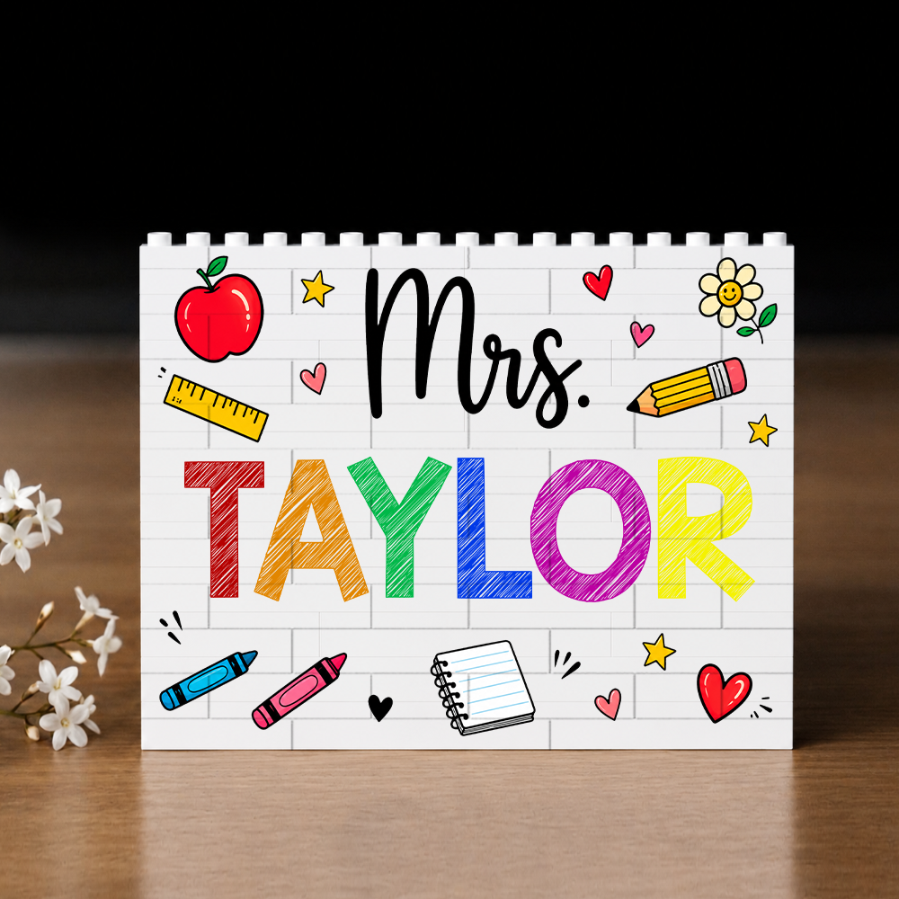 Custom Teacher Name Building Block Plaque Back to School Classroom Decor TH10 170281
