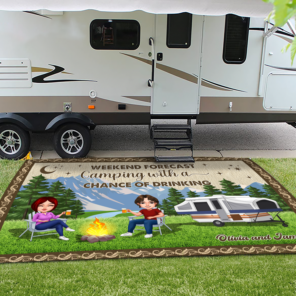 Personalized Create Memories With Camping Patio Rug, Patio Mat LM32 893725