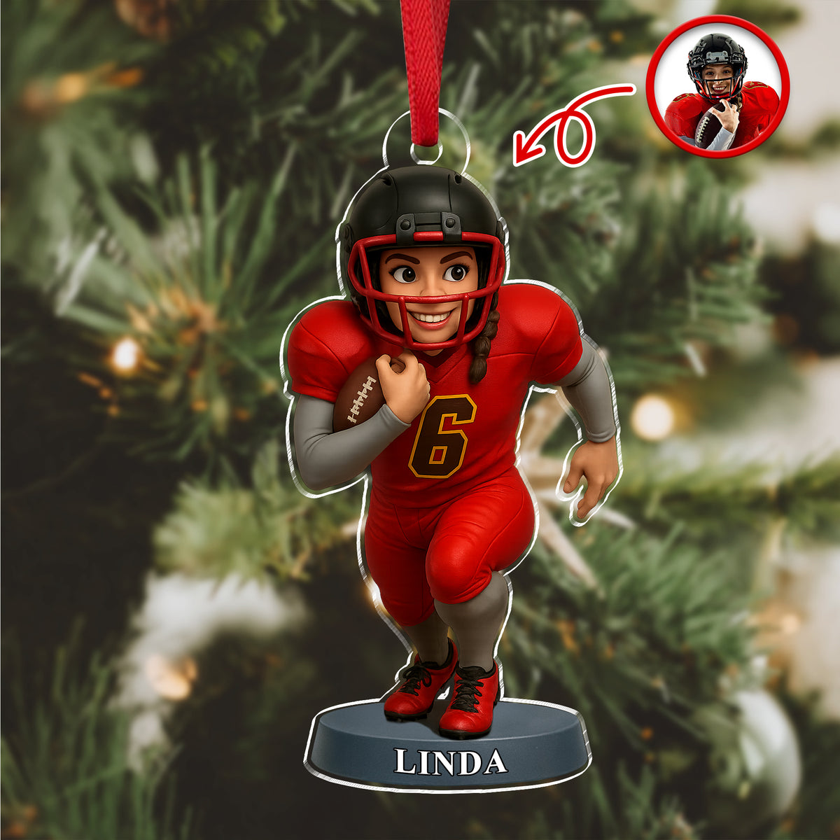 Custom Photo American Football 3D Effect Figure Art Acrylic Ornament Gifts For Sports Lovers HA75 897436