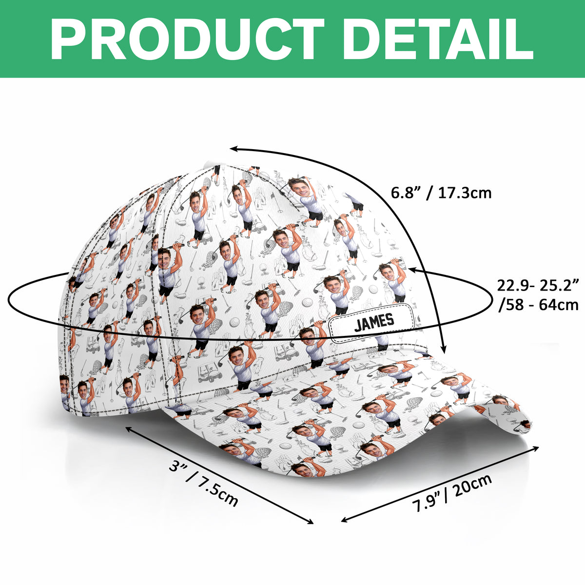 Custom Funny Golfer Photo Classic Cap - Golf Lovers Gift CH07 896350