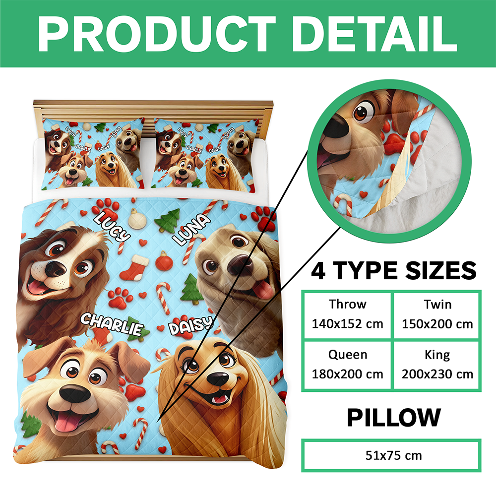 Custom Dog Cartoon Ver 2 - Personalized Quilt Bedding Set For Dog Lover LM32 897153