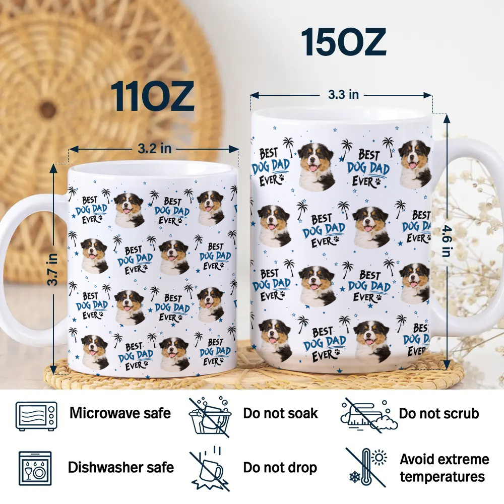 Custom Photo Best Dog Dad, Dog Mom Ever Personalized Mug CH07 910660