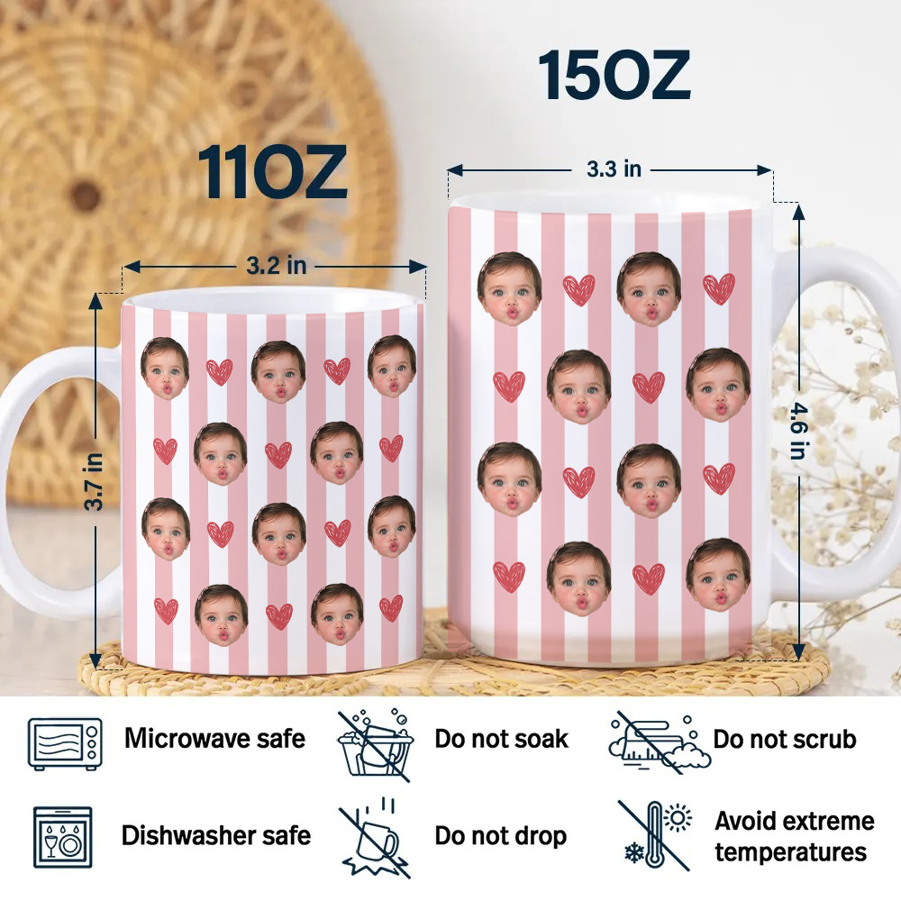 Custom Stripe Baby Photo Mug Cute Gift for Mom Dad & Family CH07 911540