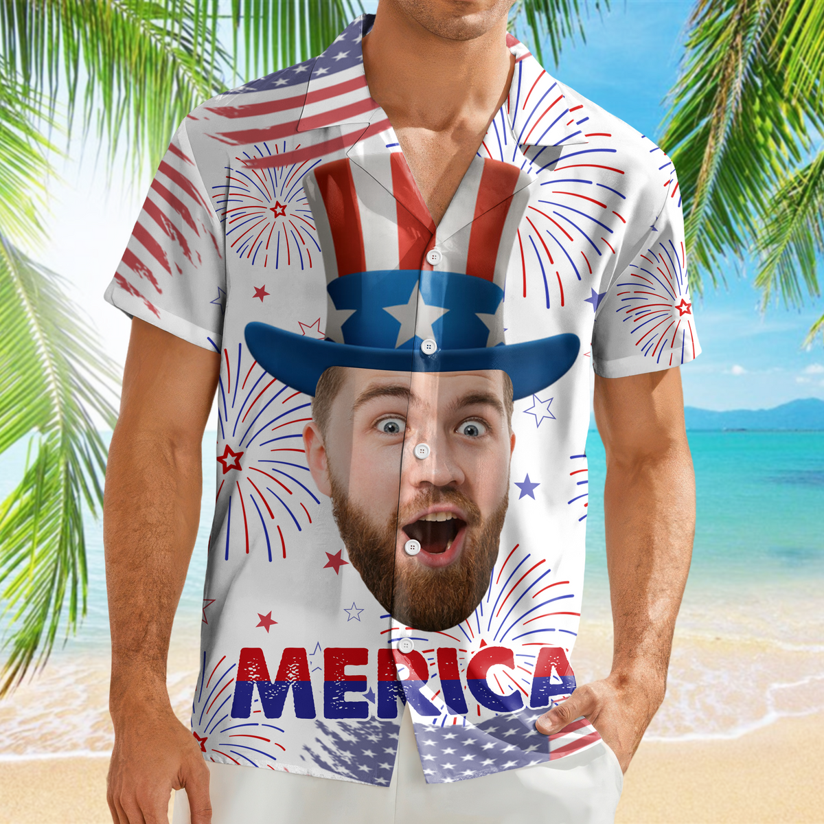 Custom Face Photo Independence Day American Hawaii Shirt TH10 892755