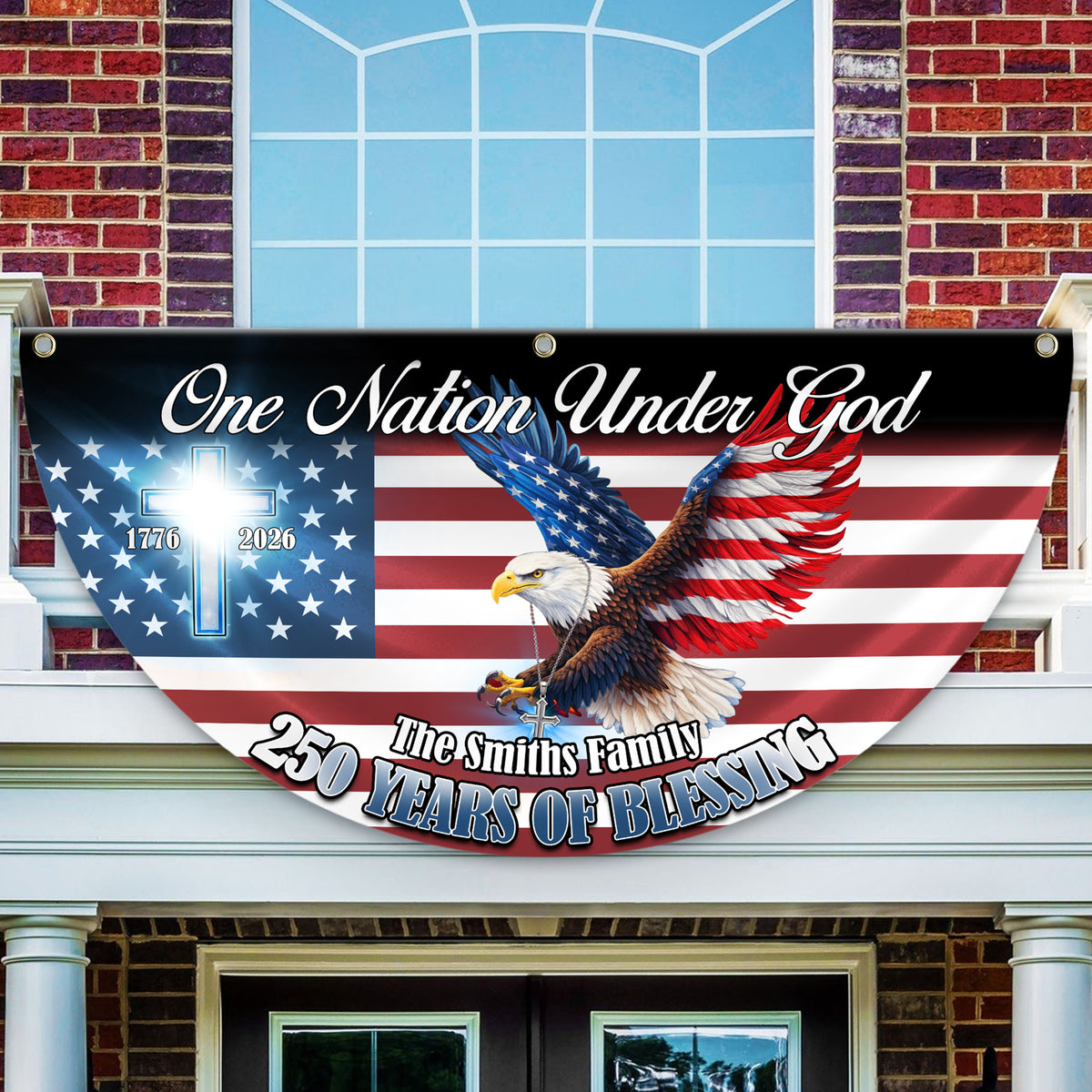 Personalized One Nation Under God 1776–2026 Semiquincentennial Non-Pleated Fan Flag HO82 901308