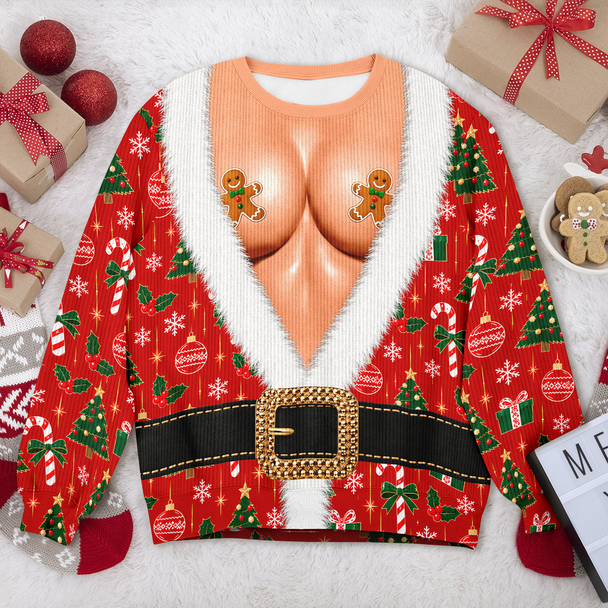 Personalized Funny Hairy Santa Ugly Sweater Christmas Gift For Women LM32 670091
