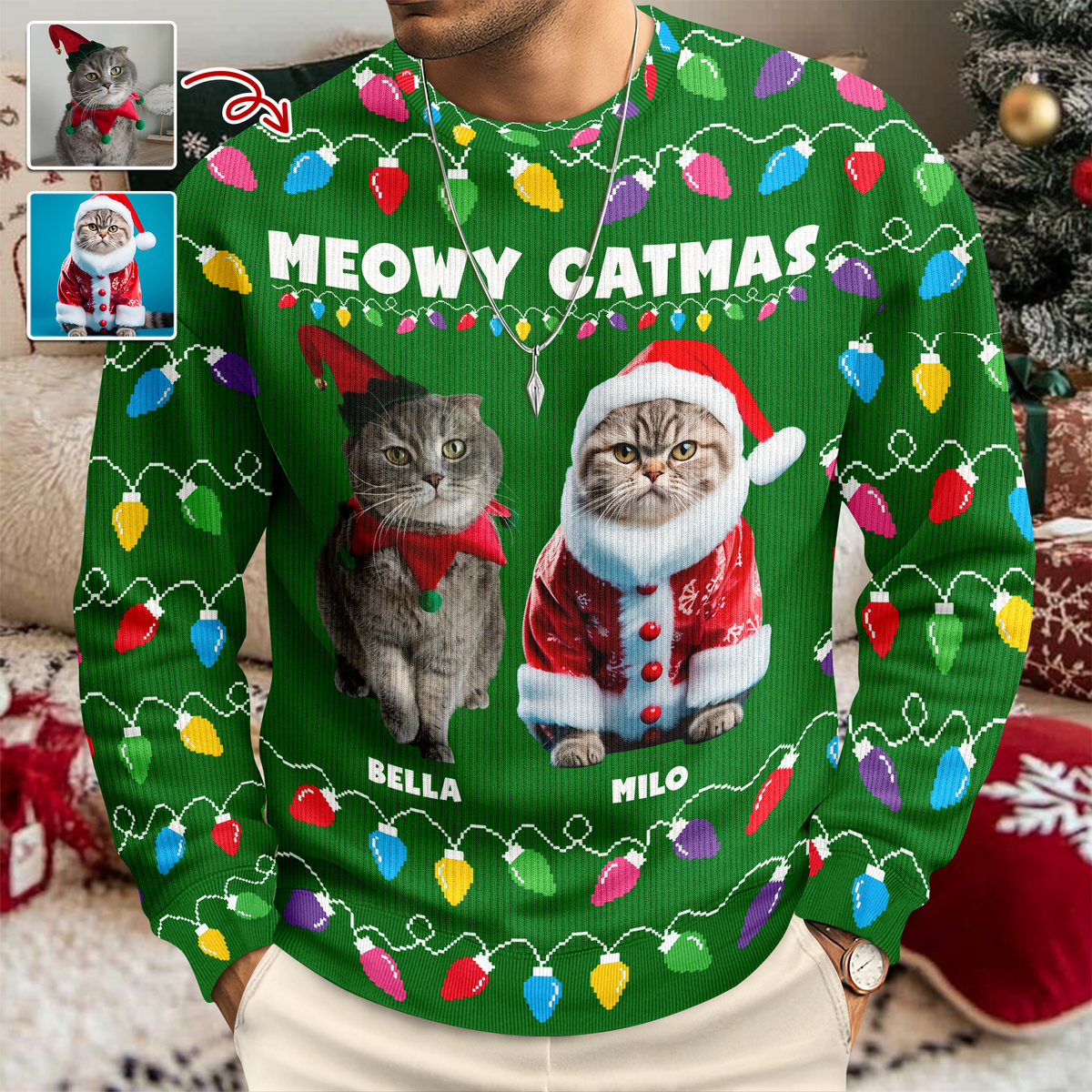Custom Photo Meowy Catmas Christmas Ugly Sweater HA75 892970