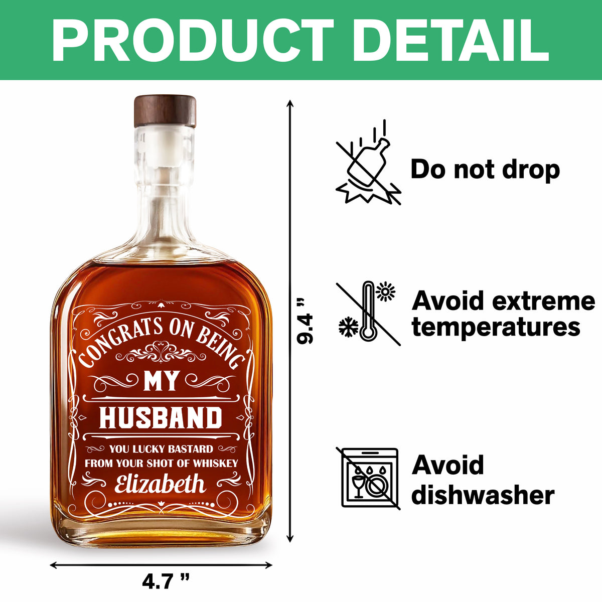 Congrat Being My Husband - Personalized Custom Whiskey Bottle CH07 896314