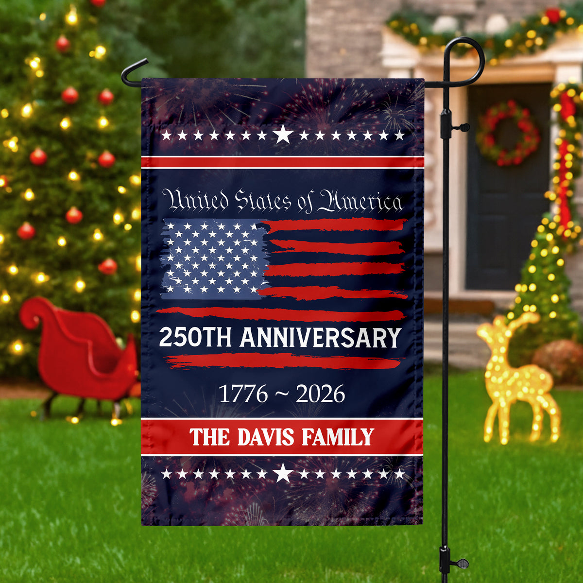 Custom Family Name USA 250th Anniversary Garden Flag TH10 898287