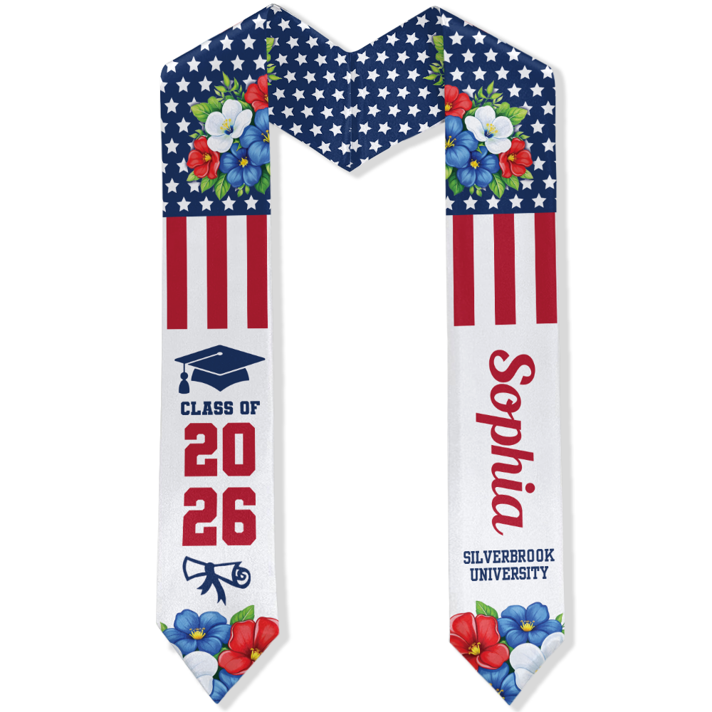Personalized Amerian Flag Class of 2026 Graduation Stoles HA75 920830