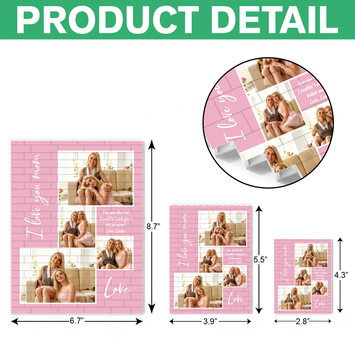 Custom Photo I Love You Mom Building Brick Blocks Mother's Day Gift HA75 920640