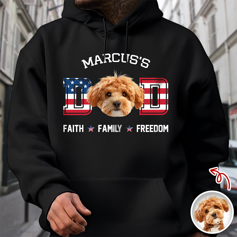Custom Photo Dog Cat Dad Faith, Freedom & Family Dark Shirt LM32 897997