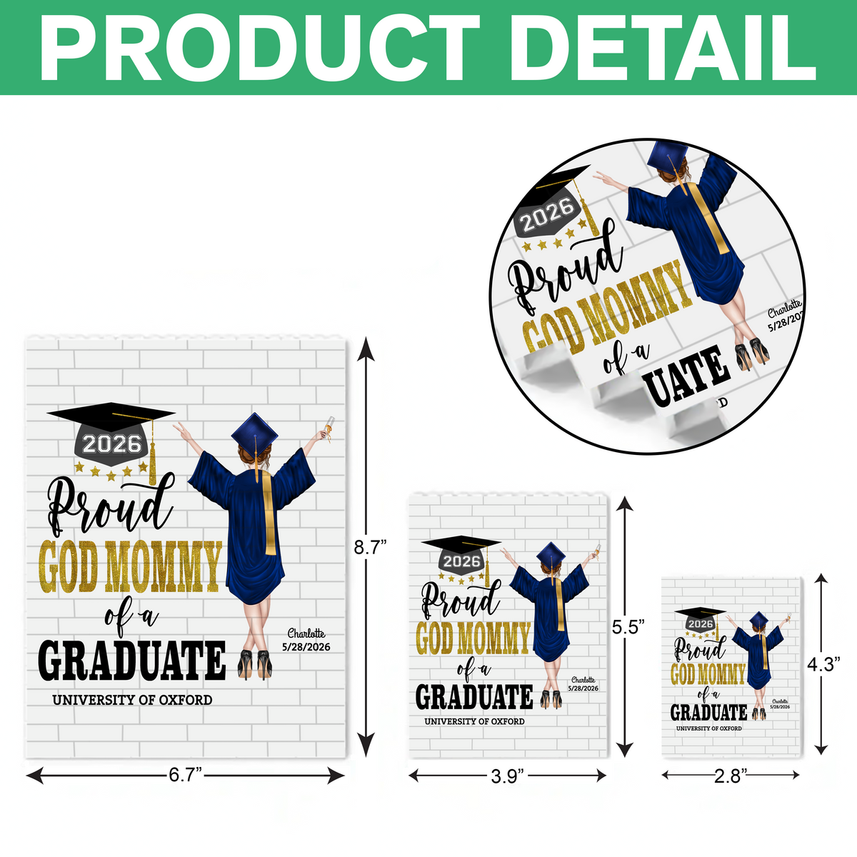 Personalized Proud Dad Proud Mom of a Graduate Graduation Building Block HO82 901424
