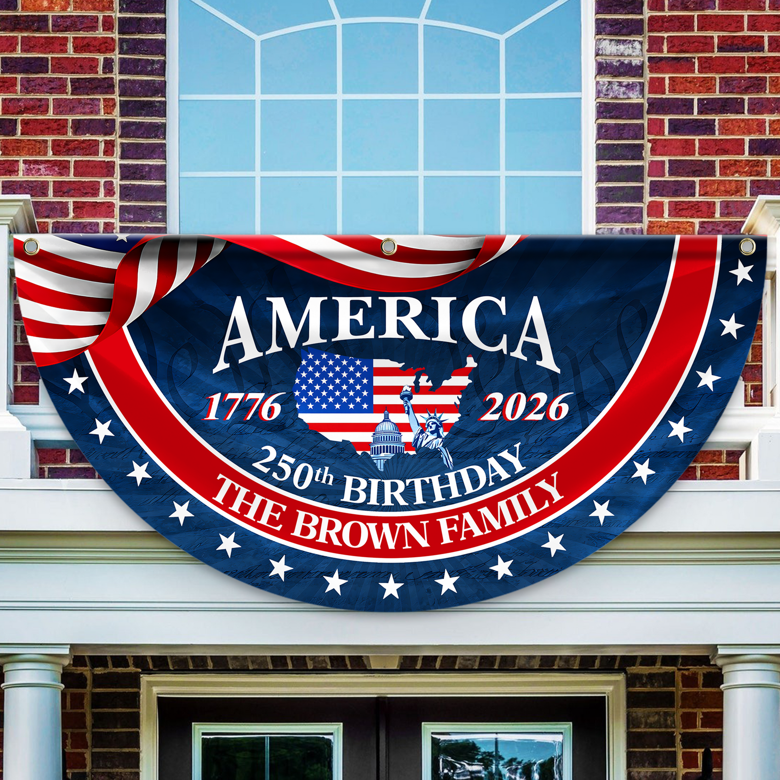 Custom Family Name America 250 Birthday 1776-2026 Non-Pleated Fan Flag TH10 898745